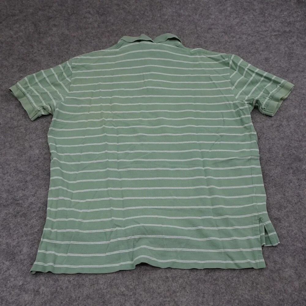 Ralph Lauren Polo Shirt Mens Large L Green Short Sleeve Striped Cotton Pony